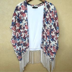 Oversized Paisley Print Shawl with Sleeves